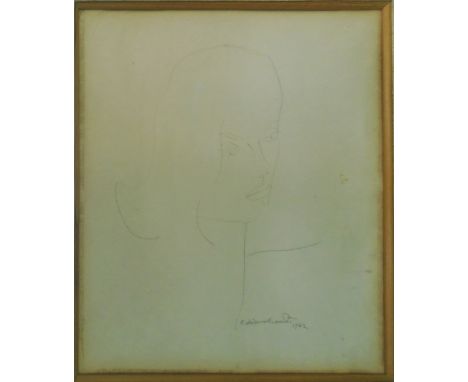 EMILIANO DI CAVALCANTI, 'Portrait of a Young Woman', ink on paper, 40cm x 34cm, signed and dated, 1962, framed.