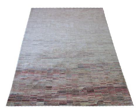 AFGHAN CARPET, 255cm x 185cm, polychrome banded all over design.