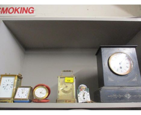 An H Halford &amp; Sons five window carriage clock, together with five other clocks 