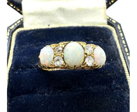 Antique 18ct gold opal &amp; diamond ring chester gold hallmarks weight 4.8g 
