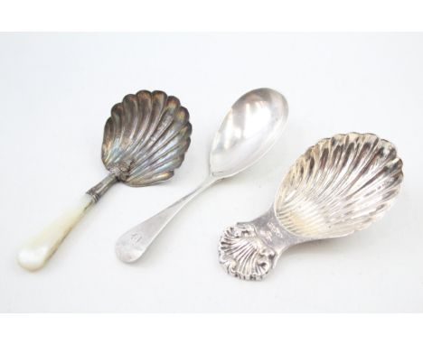 3 x .925 sterling caddy spoons inc georgian 