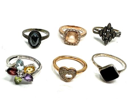 6 vintage silver rings 