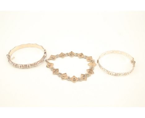 Three vintage silver bracelets including a Zodiac bracelet (39g) 