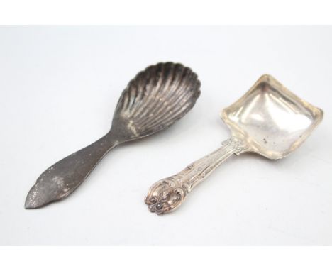 2 x .925 sterling caddy spoons inc george unite, victorian etc 