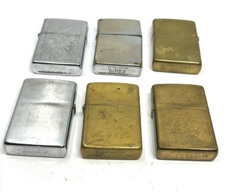 6 vintage used zippo lighters 