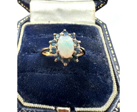 9ct gold opal&amp; sapphire ring weight 2g 
