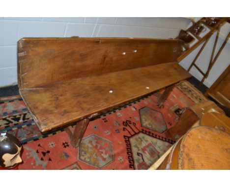 An elm bench, rustic construction 214cm long