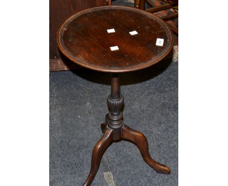 A George III style mahogany wine table, shaped support, tripod base