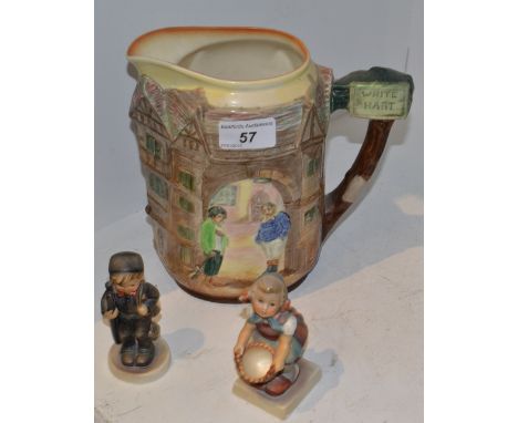 A Royal Doulton Pickwick Papers relief moulded jug; a Hummel figure of a Chimney Sweep; etc(3)
