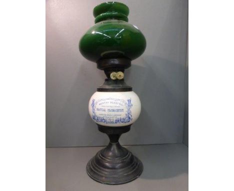 A reproduction Mortar Blue Pill Practical Pharmacist's oil lamp. 