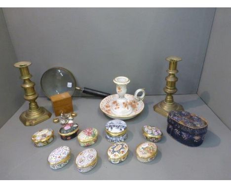 A set of six Halcyon Days enamel lidded pill boxes from the 'Year to Remember' series, 1994-1999 and an assortment of mixed c