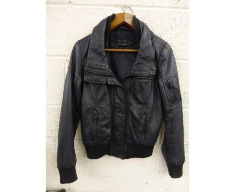 A Zara black leather ladies jacket in excellent condition, size M.