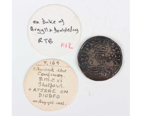 An Edward the Confessor hammered silver penny 1042-1066, hammer cross type, moneyer 'Atsere on Diodfo', Thetford Mint, Sp 118