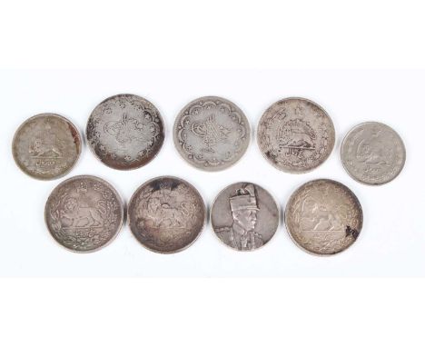 A rare Iran Zulfiqar Reza Shah white metal medallion, obverse with three-quarter-length bust of the Shah, reverse with crosse