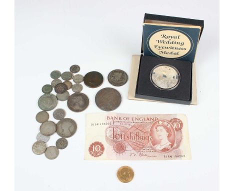 An Edward VII sovereign 1910 and a small collection of other 19th and 20th century British and world coinage, together with a