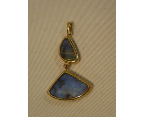 A 9ct gold double pendant set boulder opal (with original receipt dated 2012)