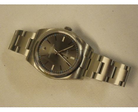 A gentleman's Rolex Oyster Perpetual Superlative chronometer wristwatch in stainless steel mounts, model 114300 (dark rhodium