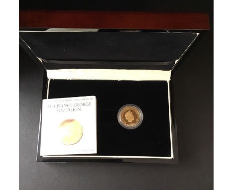 Tristan Da Cunha Gold Proof Sovereign 2014, Price George cased with certificate, London mint office.