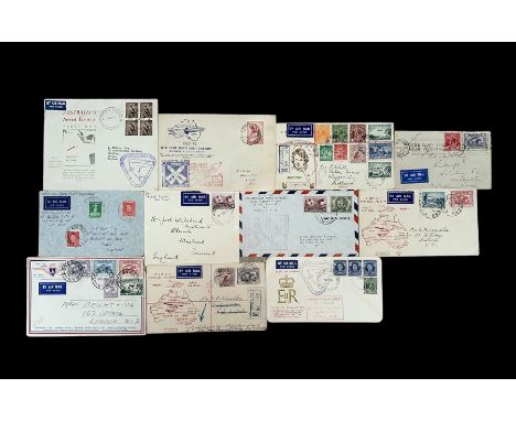 Australia, small range of Air Mail covers including; 1935 Royal Silver Jubilee Rocket Experiment, 1937 to Scotland, 1947 Pan 