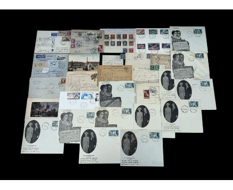 France, small interesting cover and postcard range, including Arras 1915 silk cover, early, Air Mail, 1935 Raid Interrupted c