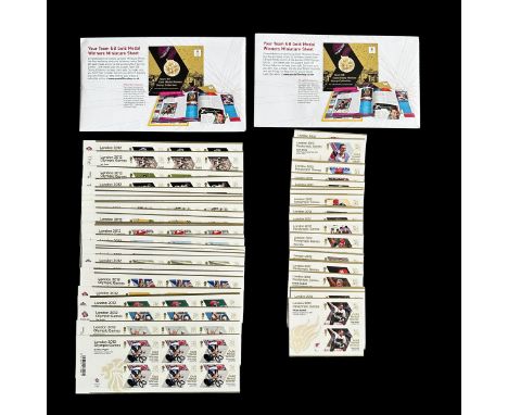 Great Britain decimal stamp 2012 Olympic &amp; Paralympic Games set of 29 &amp; 34 sheetlets. 242 first class self-adhesive s