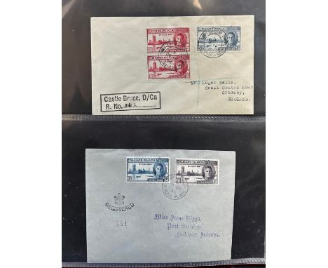 British Commonwealth, 1946 Victory omnibus (86), in Royal Mail FDC album, mostly plain covers, but some illustrated, mostly f