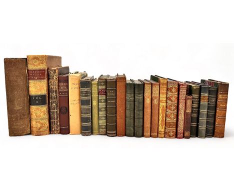 A collection of antiquarian novels and classic literature, many leather bound. Includes: 'The Arabian Nights', John Murray ND