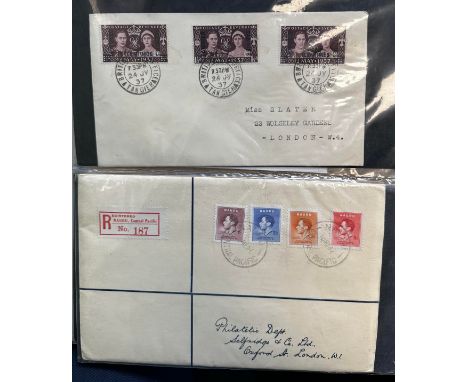 British Commonwealth,1937 Coronation Omnibus (58), all plain covers, mostly first day. Qty 58