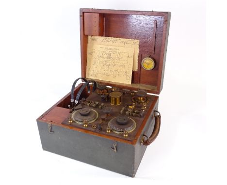 A World War I British Army "Trench Set" Marconi Wireless Telegraph Company shortwave tuner Mk III for G P Receiver, serial no