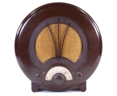 An EKCO model AD75 Bakelite radio, 1940, designed by Wells Coates for E K Cole Ltd, height 14.5"