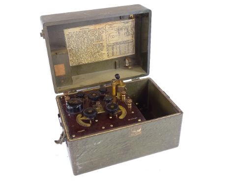 US Army Signal Corps, radio receiving set box type BC-14A, with original plaque on box, order no. 130339, dated September 12 