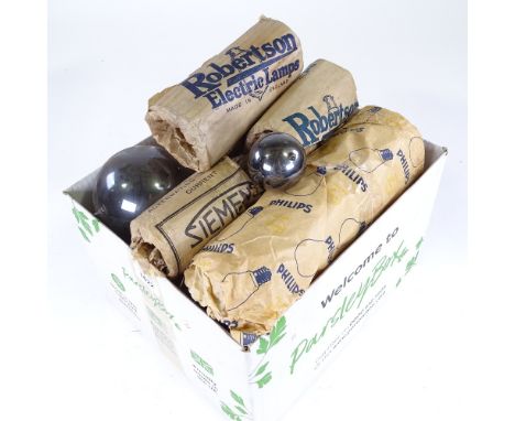 A box of early 20th century light bulbs