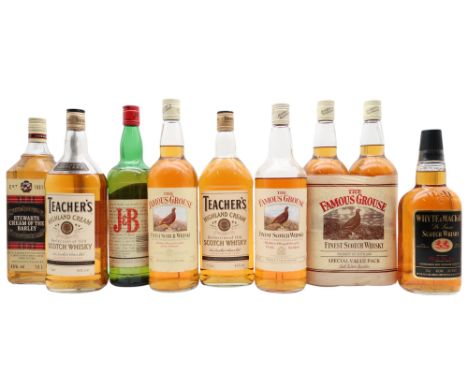 A lot comprising six various bottles to include The Famous Grouse Finest Scotch Whisky 43% Vol. 1 Litre 3 bottles. Teacher's 