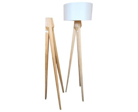 A pair of contemporary Habitat "Luminaire" teak tripod based standard lamps, 150cm high and a 20th century Anglepoise style d