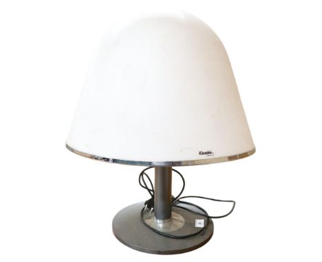 A 20th century Italian IGuzzini "Kuala" mushroom style table lamp with opaque shade on metallic base, 53cm high x 46cm wide x