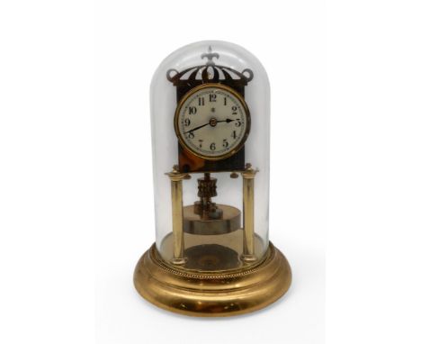 A rotary clock under glass dome, the enamel dial with arabic numerals Condition Report:Available upon request
