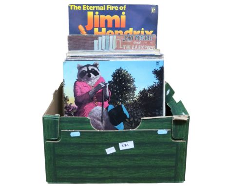 VINYL RECORDS a box of pop and rock and folk vinyl LP records to include Richie Havens, Buffalo Springfield, JJ Cale, Jimi He