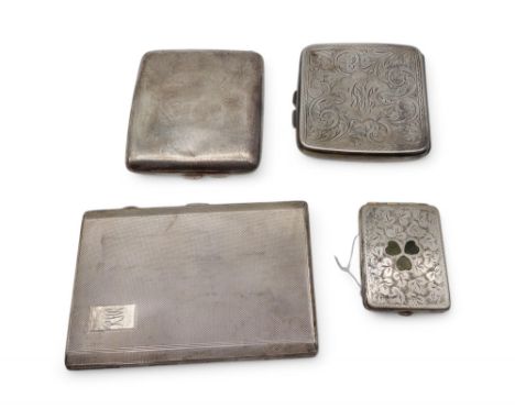 A silver cigarette case, by Joseph Gloster Ltd, Birmingham 1947, another by&nbsp;Fred H Adams &amp; Co, Birmingham 1928, a sc