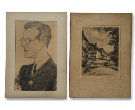 *KERR&nbsp; &nbsp;PORTRAIT OF A GENTLEMAN &nbsp;Pencil, signed lower left, 30 x 15cm &nbsp;Together with an etching (2) Condi
