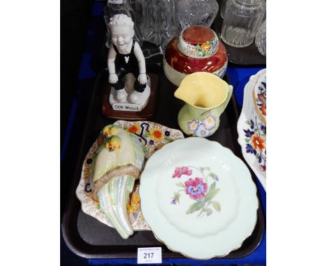 Oor Wullie 70th anniversary limited edition figure, a Clarice Cliff Budgie wall pocket, and assorted other decorative ceramic