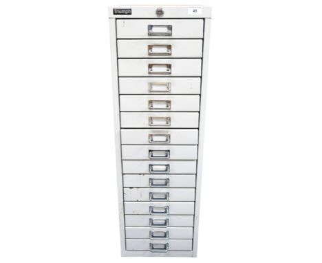 A 20th century steel Triumph fifteen drawer tool chest, 87cm high x 28cm wide x 42cm deep Condition Report:Available upon req