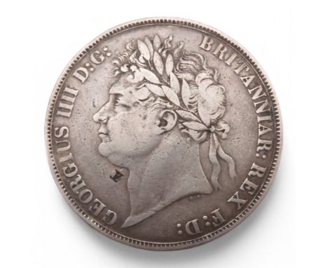 George IV&nbsp;(1820-1830) 1 Crown 1821 Obverse Laureate portrait of King George IV left, legend around GEORGIUS IIII D: G: B