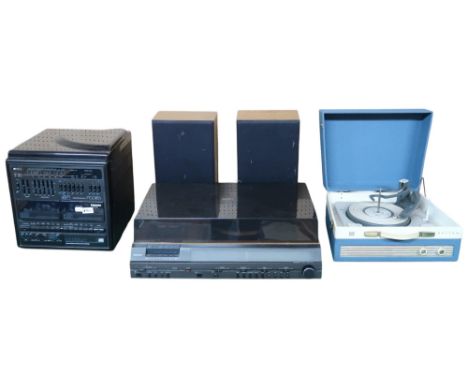 A Hitachi stereo music centre, SDT-2690, together with a pair of Hitachi speakers. Also a Philips compact disc midi hi-fi sys