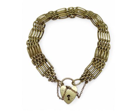 A 9ct gold fancy-link gate bracelet, length approx. 17cm, weight 17.4gms Condition Report:Available upon request