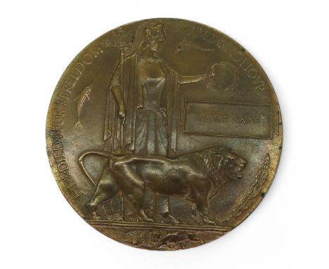 A WW1 death plaque, to Robert Raine (possibly 175601 Sapper Robert Raine of the Royal Engineers, killed at Loos; or 200661 Pr