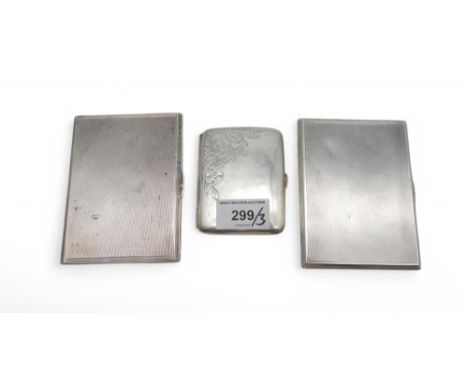 A silver cigarette case, by J B Chatterley &amp; Sons, Birmingham 1939, monogrammed, another example, Birmingham 1935, engrav