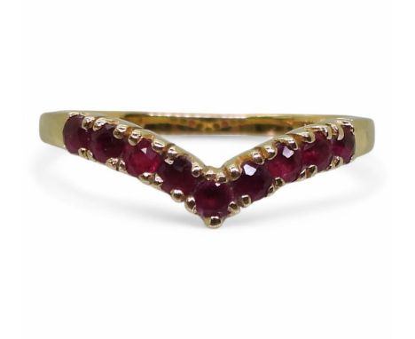 An 18ct gold and ruby chevron-shaped ring, size M, weight 1.6gms Condition Report:Available upon request