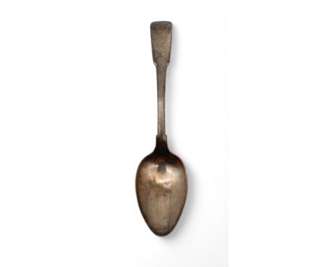 Elgin; A Scottish provincial silver teaspoon, by Charles Fowler, marked CF, Eln, E, in the fiddle pattern, monogrammed, 15gms
