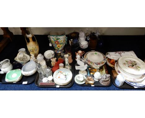 A collection of assorted decorative ceramics and glassware including plates, vases etc Condition Report:Available upon reques