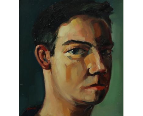 NICHOL WHEATLEY (CONTREMPORARY SCHOOL) &nbsp;SELF PORTRAIT &nbsp;Oil on board, signed lower left, 28 x 25cm Condition Report: